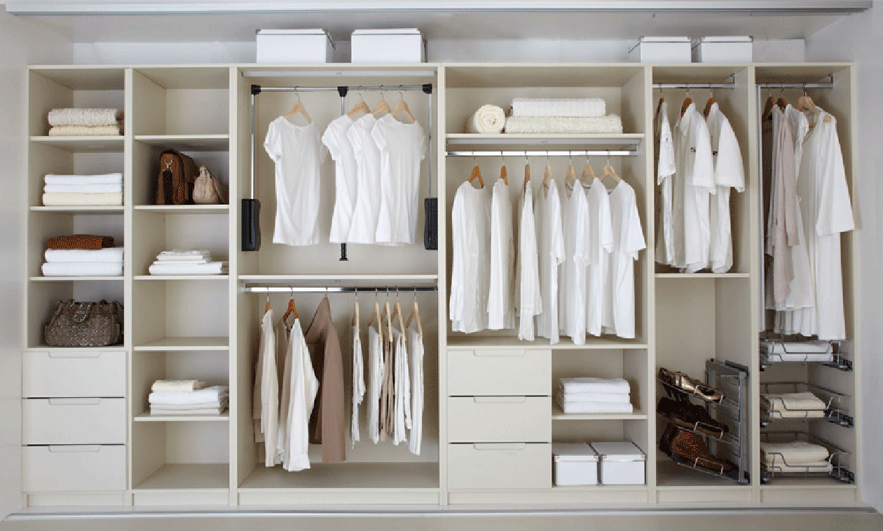 Open Style Fitted Wardrobe in Cream