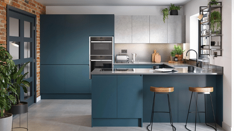 Contemporary Blue German Kitchen