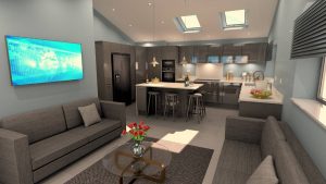 3D CAD Kitchen Design - Integrated American Fridge Freezer In Traditional Kitchen