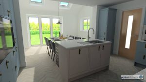 3D CAD Kitchen Design - Two Tone Shaker Kitchen